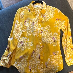 Boden silk blouse floral and bird print